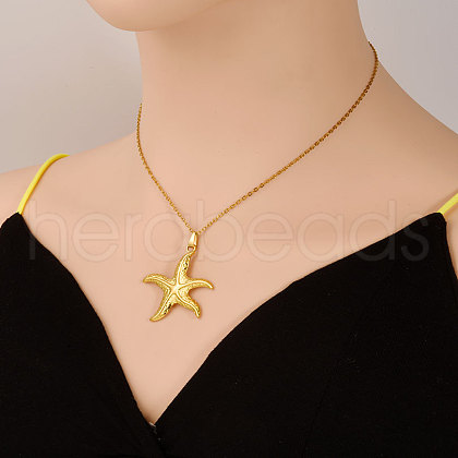 Stainless Steel Starfish Pendant Necklaces for Women KW7547-2-1
