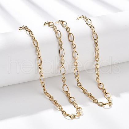 5.5MM 304 Stainless Steel Textured Oval Link Chain Necklaces NJEW-T016-12G-1