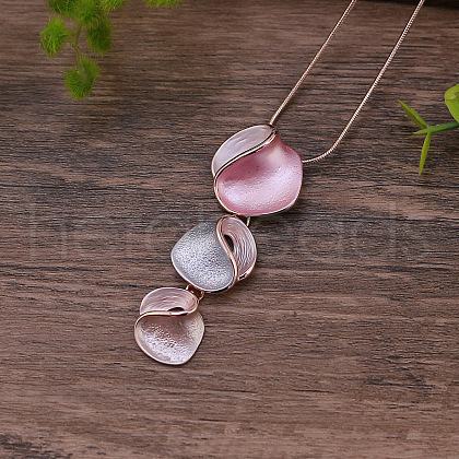 3 Irregular Heart Petal Zinc Alloy Enamel Pendant Necklaces for Women FS-WGE692F-02-1