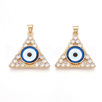 Brass Micro Pave Clear Cubic Zirconia Pendants for Women KK-T070-90A-02-1