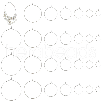 BENECREAT 54Pcs 7 Styles Brass Hoop Earring Findings KK-BC0013-33P-1