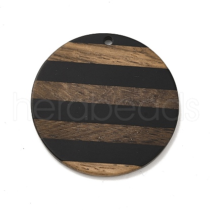 Opaque Resin & Walnut Wood Pendants WOOD-F012-01-1