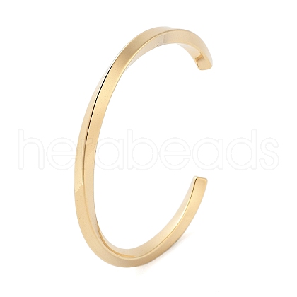 Ion Plating(IP) 304 Stainless Steel Twisted Open Cuff Bangles for Women BJEW-B097-01G-1