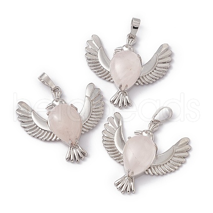 Natural Rose Quartz Pendants G-P484-05P-04-1