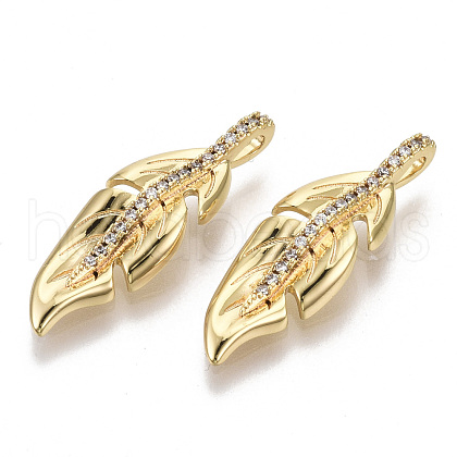 Brass Micro Pave Clear Cubic Zirconia Pendants KK-S356-070-NF-1