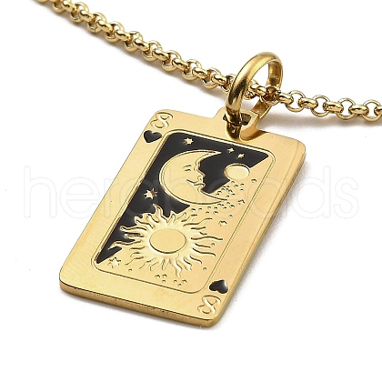304 Stainless Steel Tarot Pendant Necklaces NJEW-A016-01A-1
