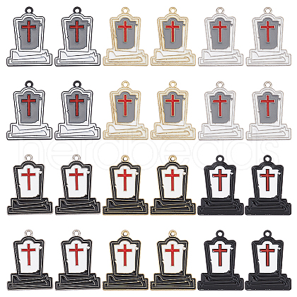 SUNNYCLUE 36Pcs 6 Styles Halloween Theme Rack Plating Spray Painted Alloy Enamel Pendants FIND-SC0006-06-1