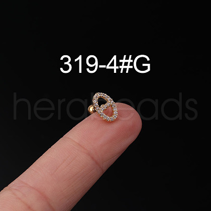 316L Surgical Stainless Steel Clear Cubic Zirconia Cartilage Earrings WG107EC-24-1