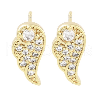 Brass Micro Pave Clear Cubic Zirconia Studs Earring EJEW-S217-G18-1