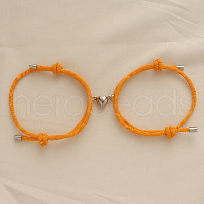 Alloy Heart-shaped Magnetic Braided Rope Bracelets for Couple Girlfriends WG59636-19-1
