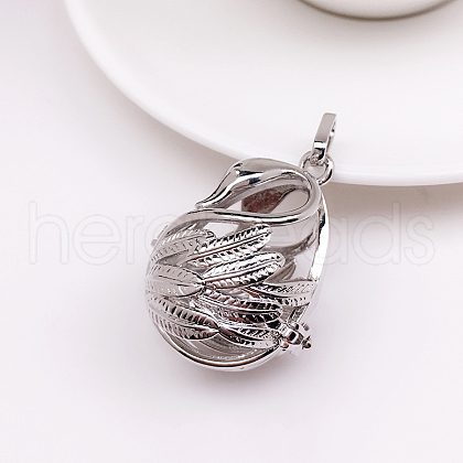 Brass Bead Cage Pendants BECA-PW0002-06P-1