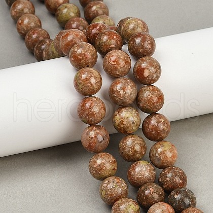 Natural Unakite Beads Strands G-F792-C06-02-1