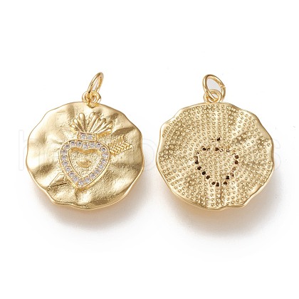 Brass Micro Pave Clear Cubic Zirconia Pendants ZIRC-K086-20G-1
