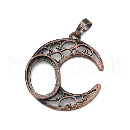 Moon Brass Pendant Cabochon Settings X-KK-S521-04RC-1