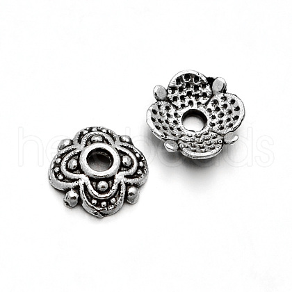 4-Petal Flower Vintage Brass Bead Caps X-KK-M109-04AS-1