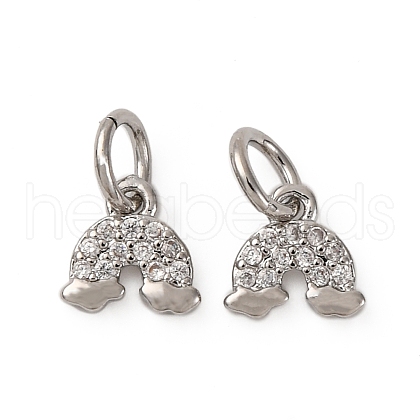 Brass Micro Pave Cubic Zirconia Pendants KK-P308-40P-1