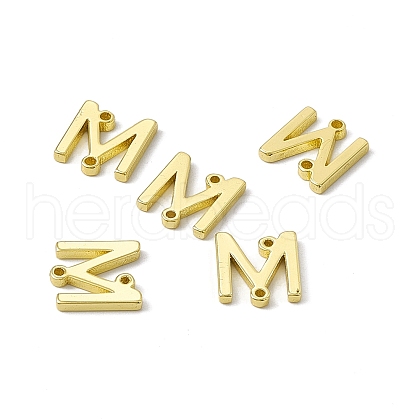 Rack Plating Brass Letter Connector Charms KK-C007-38G-M-1