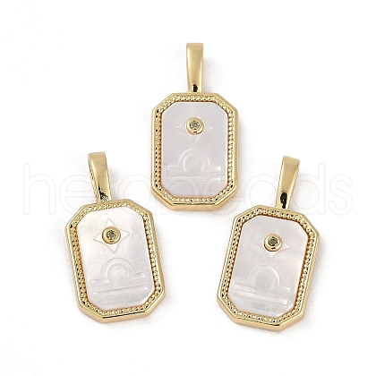 Rack Plating Brass Micro Pave Cubic Zirconia Pendants KK-U032-90G-05-1