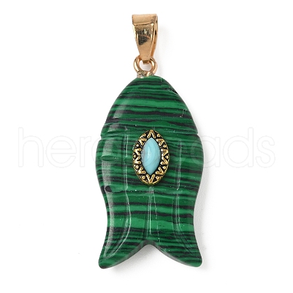 Synthetic Malachite & Synthetic Turquoise Carved Pendants G-Z084-01G-03-1