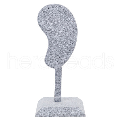 Ear Shaped Velvet & Wood Earrings Display Stands ODIS-WH0061-68A-1