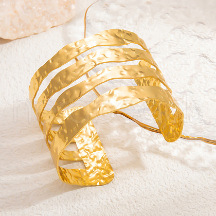 304 Stainless Steel Multi-strand Cuff Bangles for Women BJEW-V005-01G-1