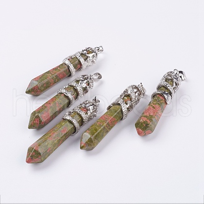 Natural Unakite Big Pointed Pendants G-G738-A-36-1