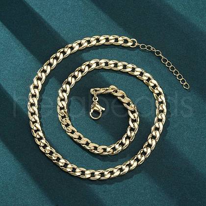 Brass Cuban Link Chain Necklaces for Women NJEW-K282-03G-1