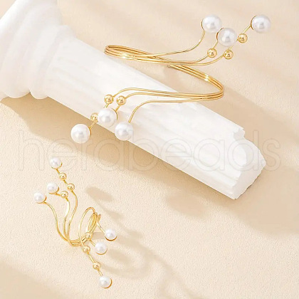 Round Alloy Cuff Bangles & Cuff Rings Sets FS-WG28087-01-1