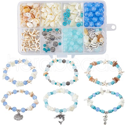 SUNNYCLUE DIY Natural Ocean Shell Stackable Bracelet Making Kit DIY-SC0024-31-1
