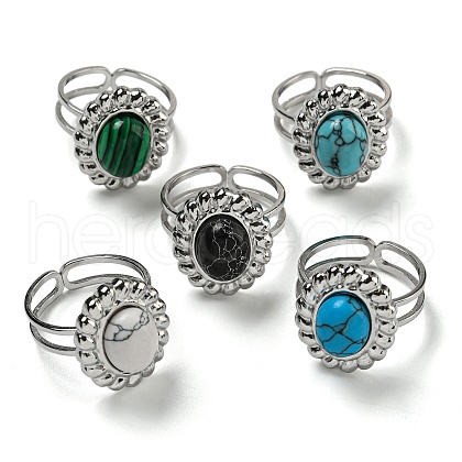 304 Stainless Steel Open Cuff Rings STAS-Z060-03P-1