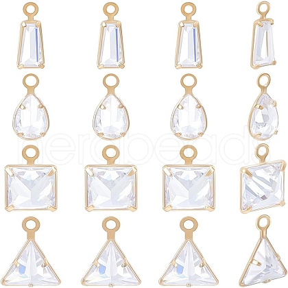 Beebeecraft 56Pcs 4 Style Brass Cubic Zirconia Charms Sets ZIRC-BBC0001-66-1