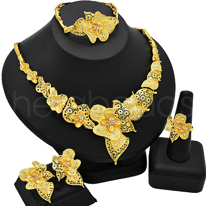 Flower Alloy Rhinestone Jewelry Sets FS-WG184E4-05-1