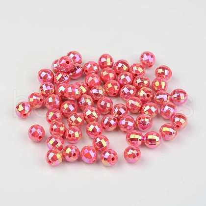 Faceted Colorful Eco-Friendly Poly Styrene Acrylic Round Beads SACR-K001-6mm-65-1