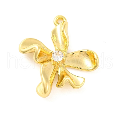 Brass Pave Clear Cubic Zirconia Pendants KK-Z051-02G-03-1