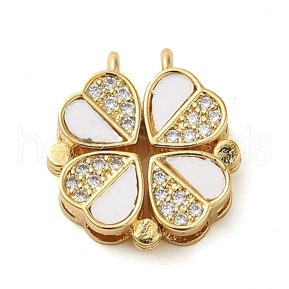 Brass Micro Pave Clear Cubic Zirconia with Acrylic Pendants KK-G483-04G-1