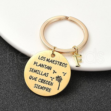 201 Stainless Steel & Brass Letter Keychain KEYC-YW00095-06-1