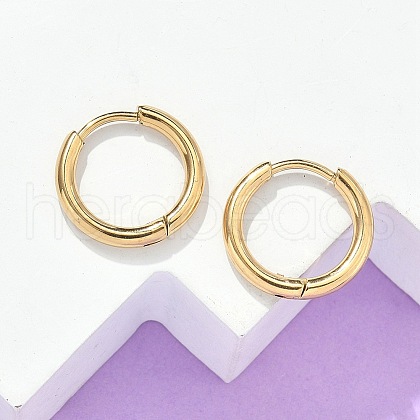 Ion Plating(IP) 304 Stainless Steel Huggie Hoop Earrings EJEW-F111A-14mm-G-1