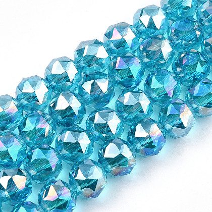 Electroplate Transparent Glass Beads Strands EGLA-N002-34C-C13-1