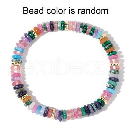 Vintage Style Random Gemstone Rondelle Beads Stretch Bracelets for Women Girls Gift QB5012-1