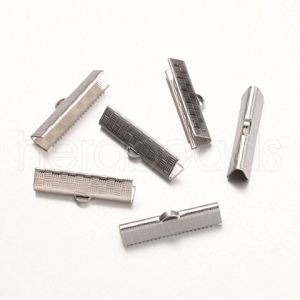 Tarnish Resistant 316 Surgical Stainless Steel Ribbon Crimp Ends STAS-K101-02-25mm-1