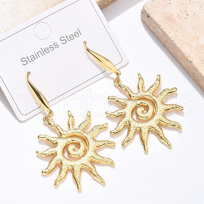 Sun 304 Stainless Steel Dangle Earrings EJEW-C142-10G-1