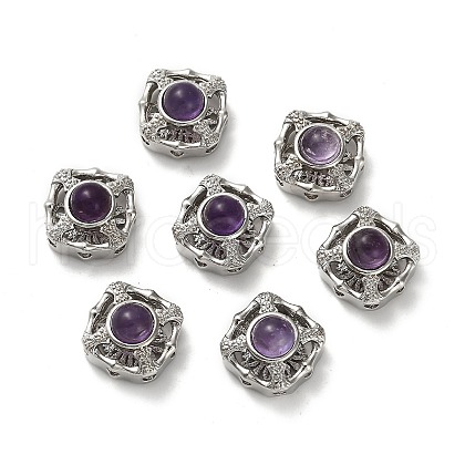 Brass Pave Natural Amethyst Multi-Strand Links KK-D366-01P-J-1