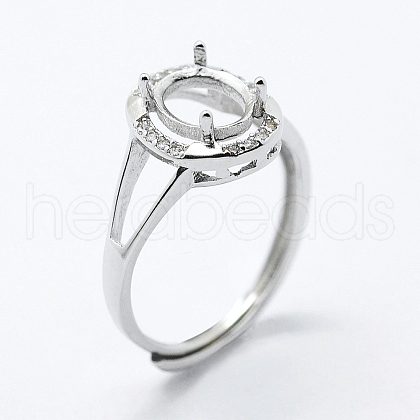 Anti-Tarnish Rhodium Plated 925 Sterling Silver Finger Ring Components STER-G027-13P-1
