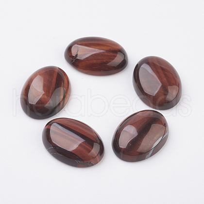 Natural Dyed & Heated Red Tiger Eye Flat Back Cabochons G-G741-22x30mm-13-1