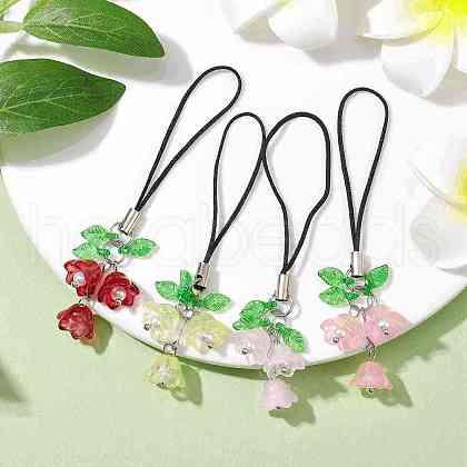 Glass Pendant Mobile Straps HJEW-JM01827-S-1
