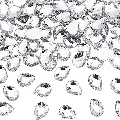 Fingerinspire 250Pcs Flat Back Imitation Taiwan Faceted Teardrop Acrylic Rhinestone Cabochons GACR-FG0001-06-1