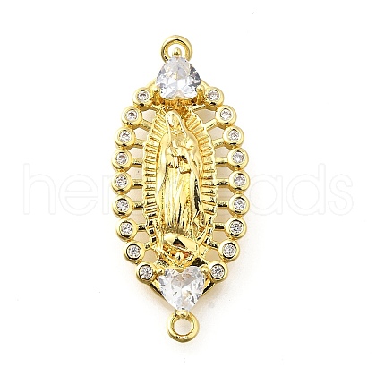 Brass Pave Clear Cubic Zirconia Religion Connector Charms KK-Q066-13G-1