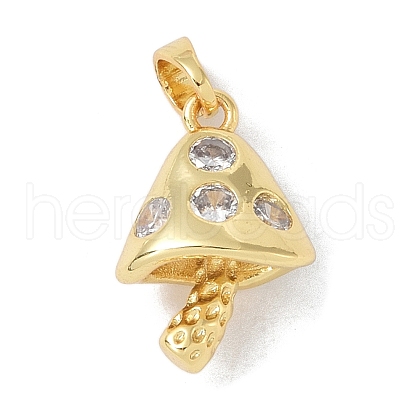 Brass Micro Pave Clear Cubic Zirconia Pendants KK-P273-06G-1