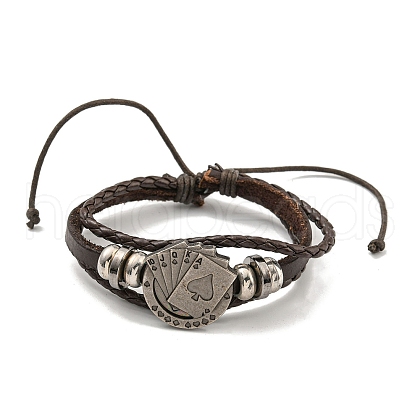 PU Imitation Leather Cord Triple Layer Multi-strand Bracelets BJEW-P329-03B-AS-1