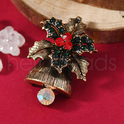 Christmas Theme Zinc Alloy Rhinestone Brooches for Backpack Clothes LK8386-15-1